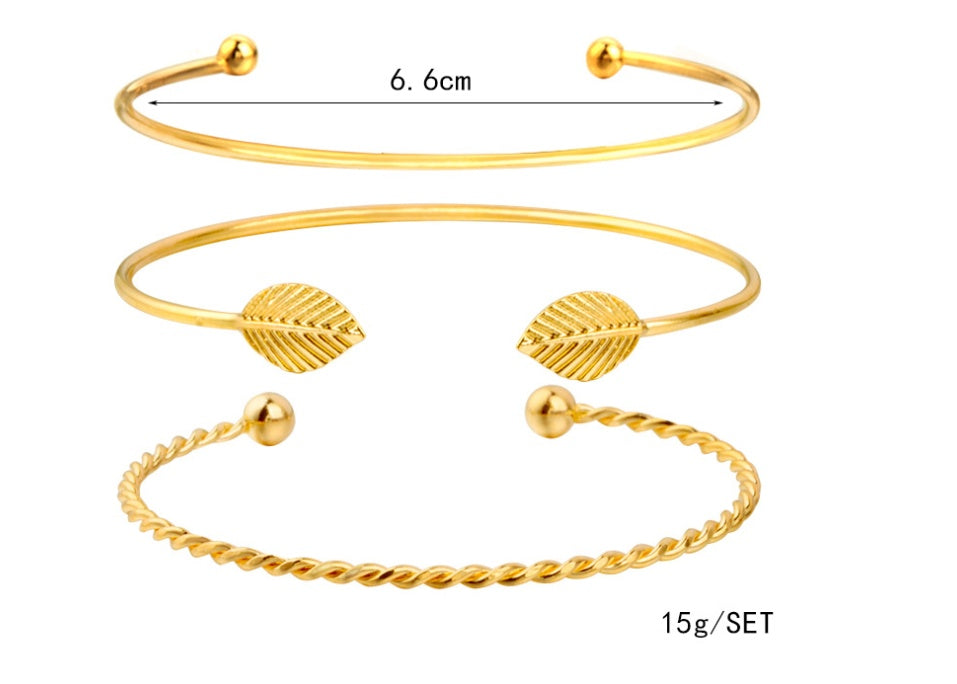 Gold Color Crystal Bracelets Set CZ Stone Heart Bracelets Bangles