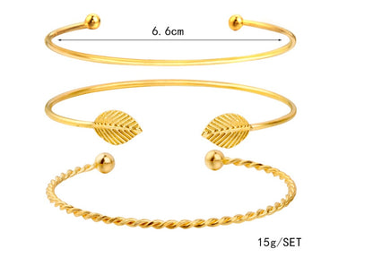 Gold Color Crystal Bracelets Set CZ Stone Heart Bracelets Bangles