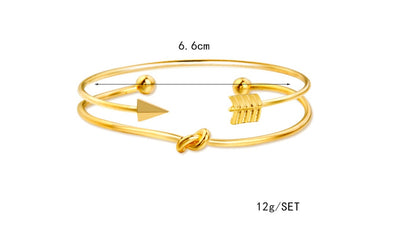 Gold Color Crystal Bracelets Set CZ Stone Heart Bracelets Bangles