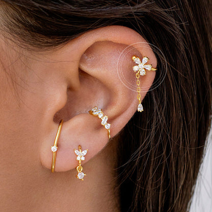 Flower Zircon Earrings Copper Plating Female Fashion