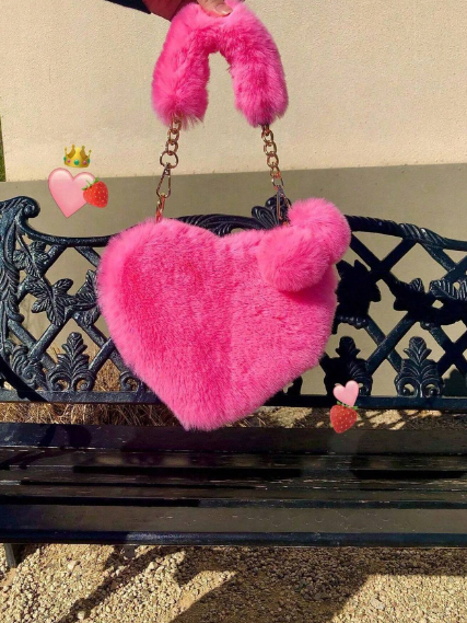 Fur Pink Heart Purse