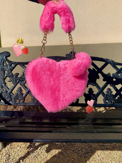 Fur Pink Heart Purse