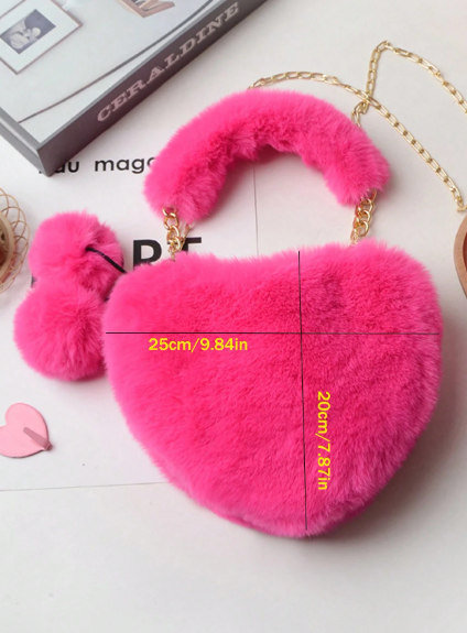 Fur Pink Heart Purse